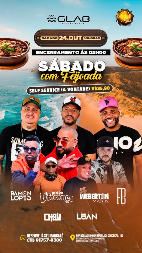 Flyer: Sábado com Feijoada, sábado 24 out
